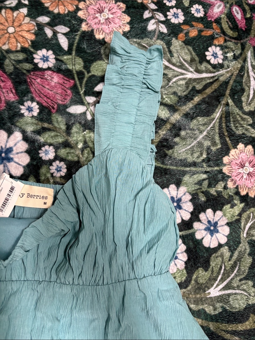 Light Blue Ruffle Strap Mini Dress - Picture 2 of 5